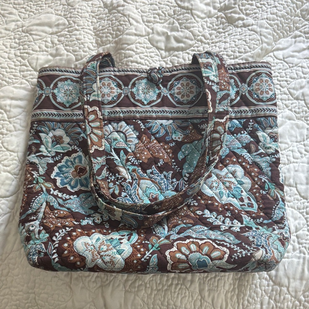 Vera Bradley Brown and Blue Floral Tote